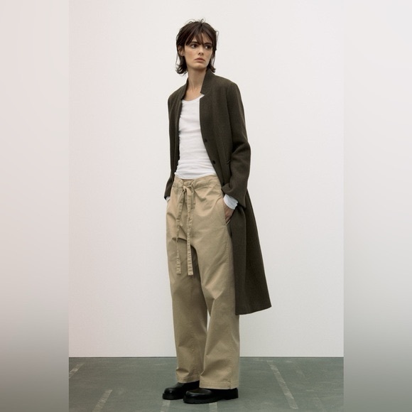 ZARA ~ WOMAN COLLECTION MINIMALIST MANTECO WOOL COAT - Picture 15 of 16